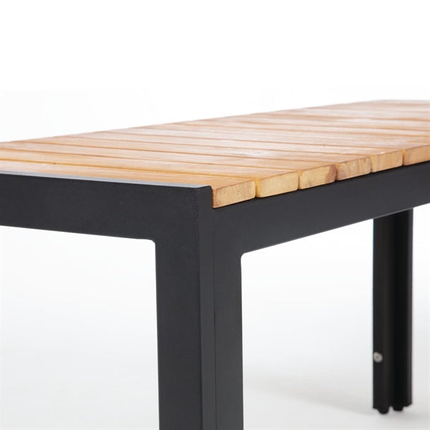 Benches Bolero Rectangular Steel and Acacia Benches 1000mm (Pack of 2) - DS154 Bolero