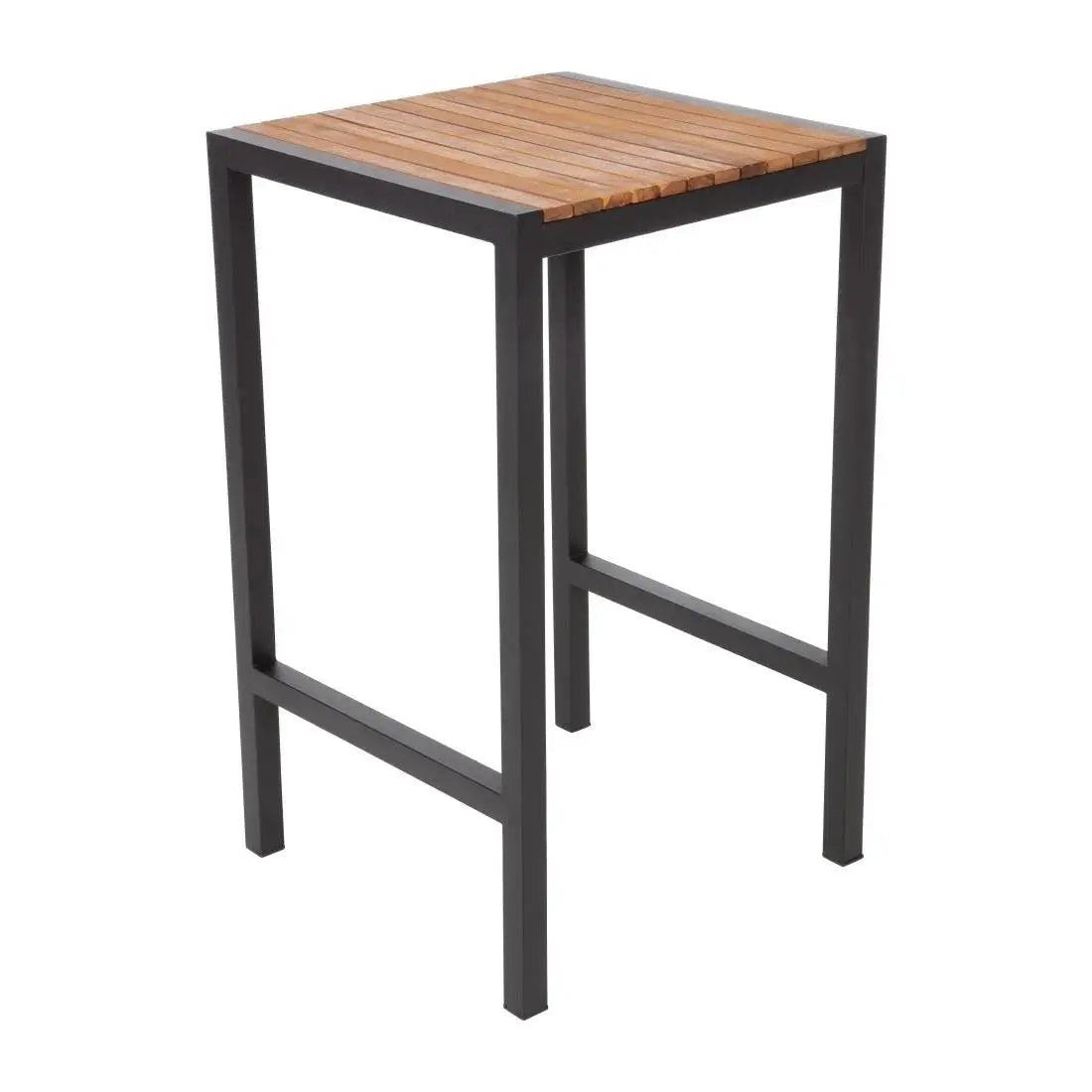 Furniture Bolero Square Steel and Acacia Bar Table 600mm - DS155 Mattys