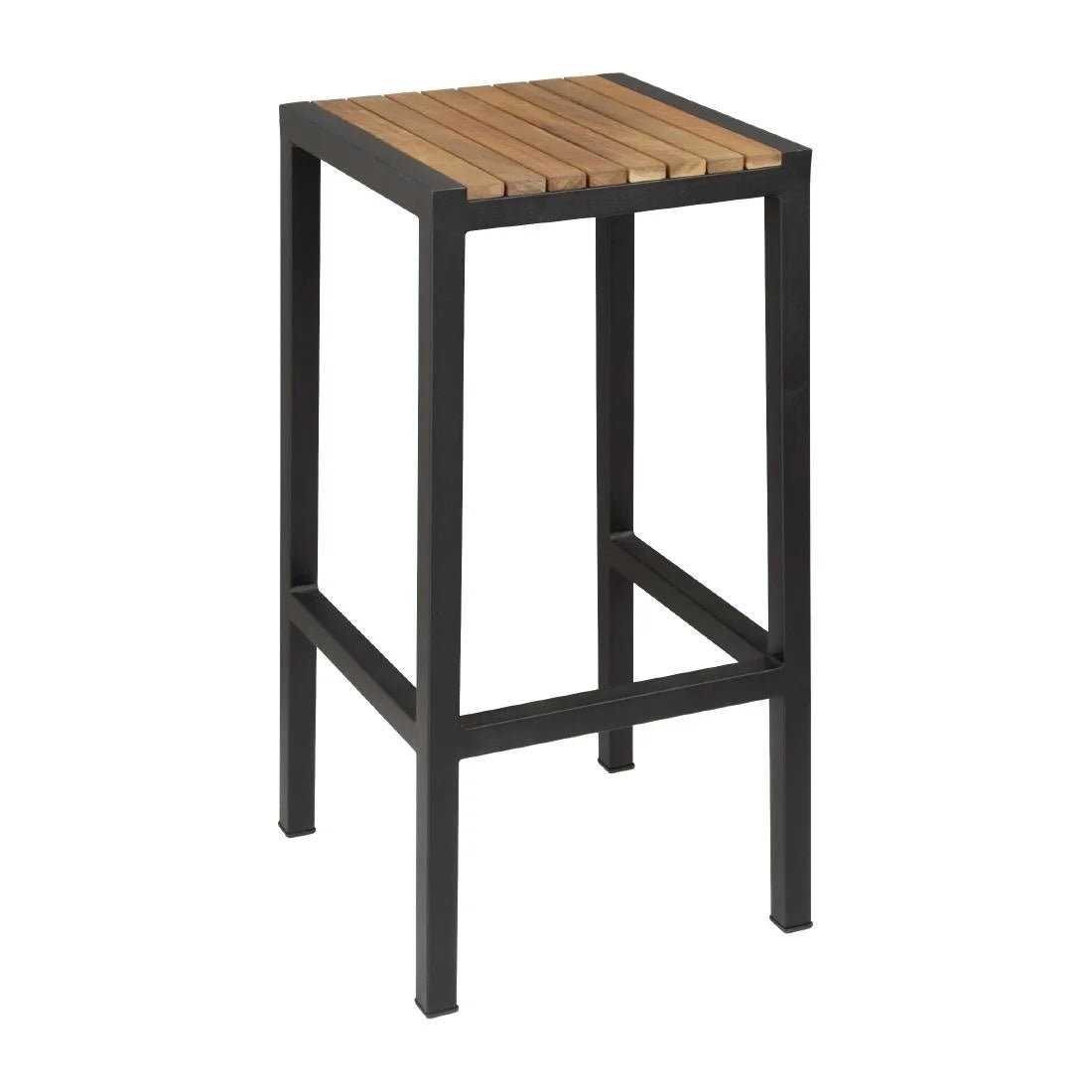 Bolero Black Steel & Acacia Wood Bar Stools (Pack of 2) DS156 Mattys