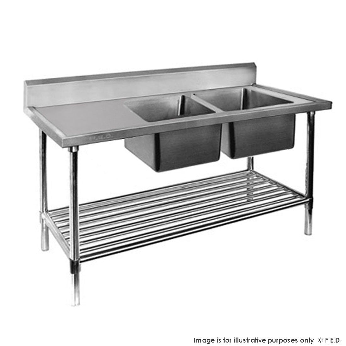 F.E.D. Modular systems DSB6-1500R/A Double Right Sink Bench with Pot Undershelf