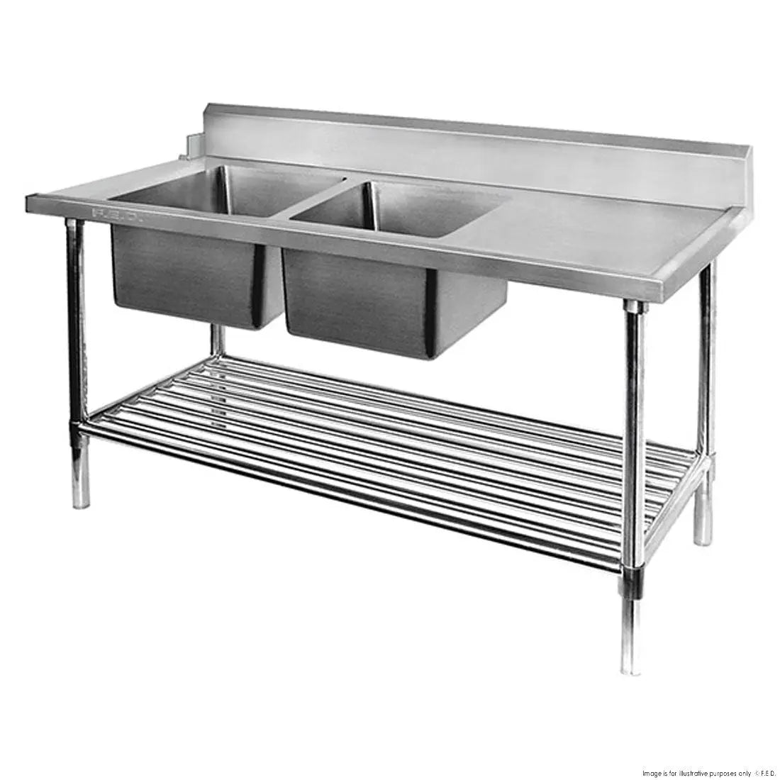 Sinks F.E.D. Modular systems Left Inlet Double Sink Dishwasher Bench DSBD71800L/A Mattys