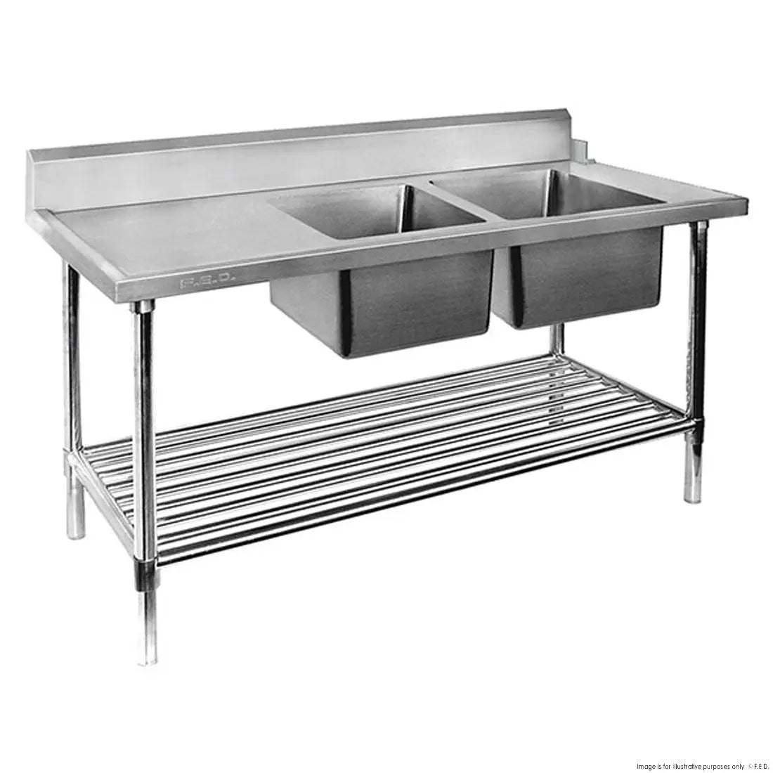 Sinks F.E.D. Modular systems Right Inlet Double Sink Dishwasher Bench DSBD71800R/A Mattys