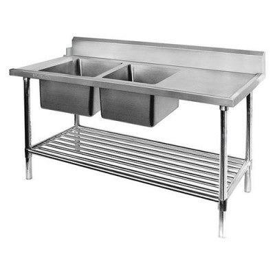 F.E.D. Modular systems DSBD7-2400L/A Left Inlet Double Sink Dishwasher Bench Mattys