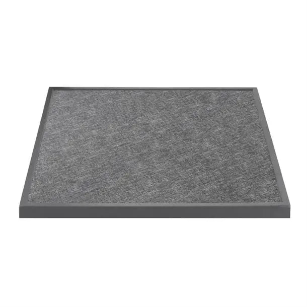 Furniture Bolero Black Brushed Mix Outdoor Tempered Glass Table Square Grey Trim 700mm - DZ873 Mattys