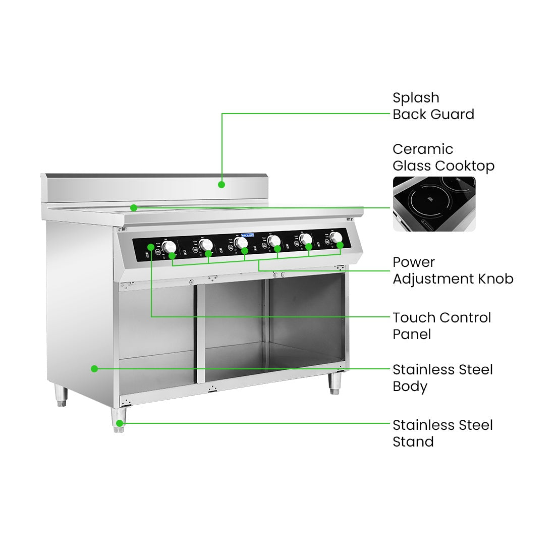ElectMax 900 Series Induction 6 Burner Cooker with Splashback EIC9-1200P Electmax