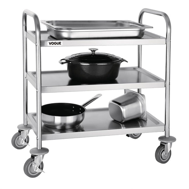 Stainless Steel & Shelving Vogue Stainless Steel 3 Tier Clearing Trolley Small - F993 Vogue