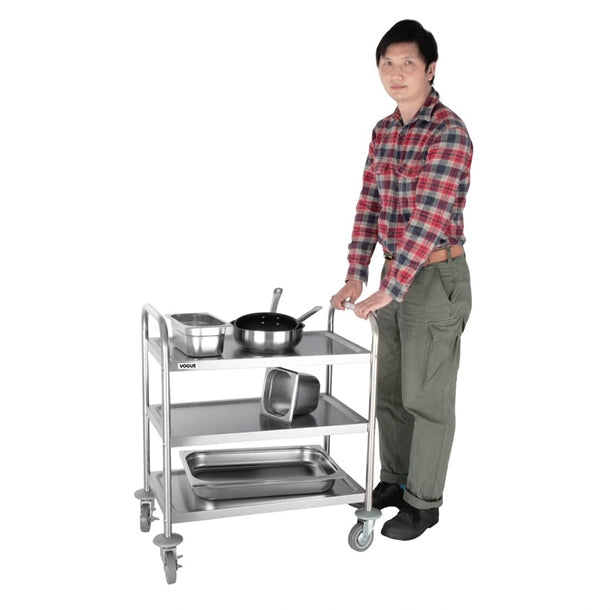 Stainless Steel & Shelving Vogue Stainless Steel 3 Tier Clearing Trolley Small - F993 Vogue