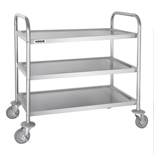 Stainless Steel & Shelving Vogue Stainless Steel 3 Tier Clearing Trolley Medium - F994 Vogue