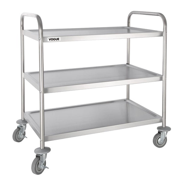 Stainless Steel & Shelving Vogue Stainless Steel 3 Tier Clearing Trolley Large - F995 Vogue