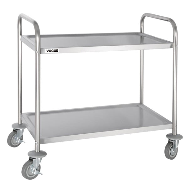 Stainless Steel & Shelving Vogue Stainless Steel 2 Tier Clearing Trolley Medium - F997 Vogue