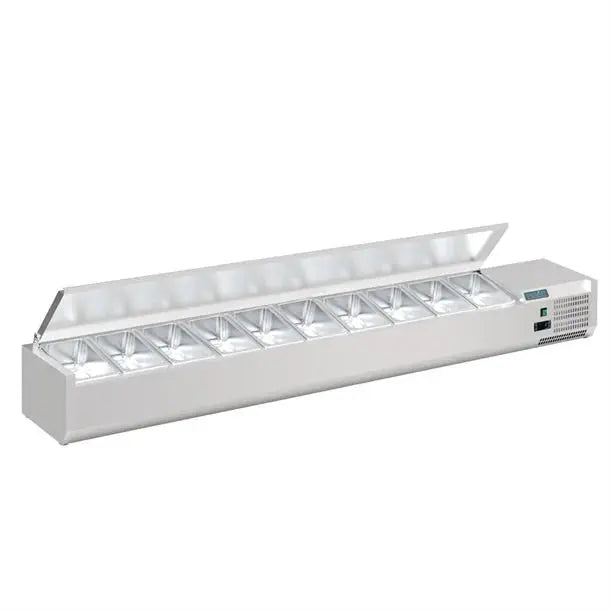 Polar G-Series Countertop Prep Fridge with Lid 10x 1/4GN with Hard Stainless Lid FA857-A Mattys
