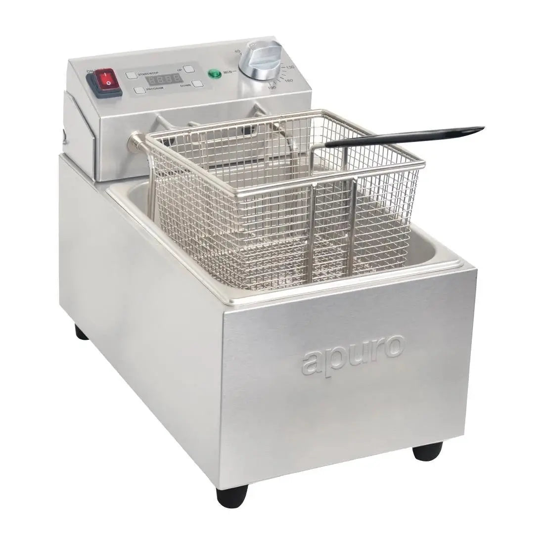 Apuro Single Tank Single Basket 5Ltr Countertop Fryer with Timer 2.2kW FS498-A Mattys