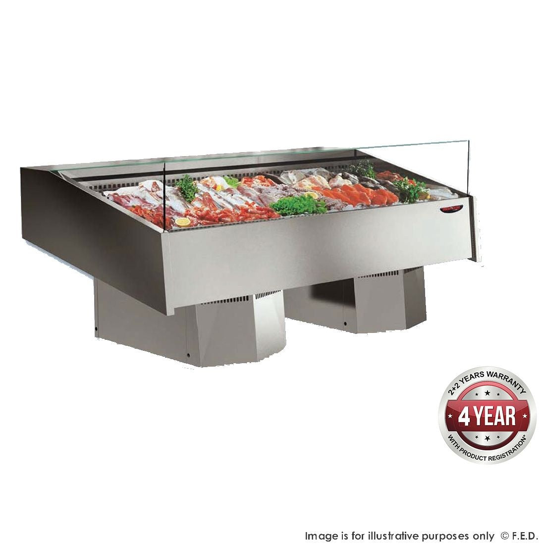 F.E.D. Multiplexable Serve-over Refrigerated Fish Open Display 1540mm - FSG1500 Mattys