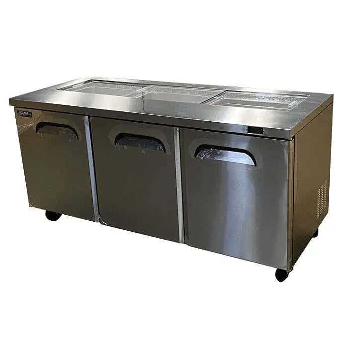 FRESH 3 DOOR SLIDE PREP TABLE FRIDGE - FST-72 Mattys