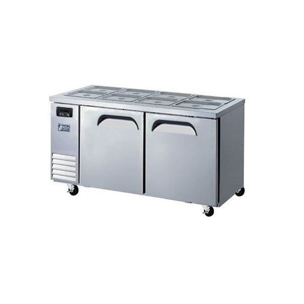 Refrigeration Fresh Open Air Salad Table Two Door 1500mm Wide 336L - FTTB-1500R Mattys