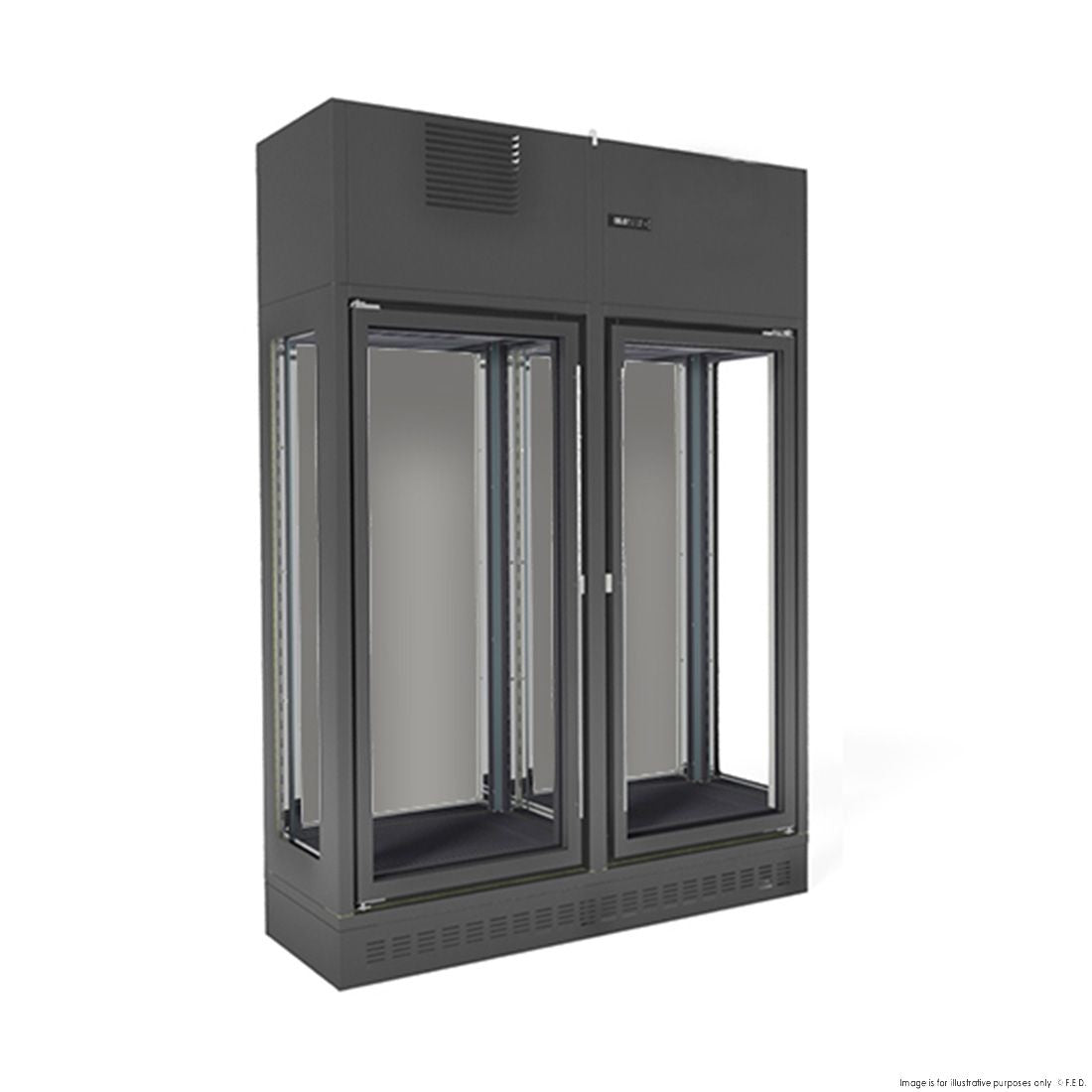 Shelving F.E.D. Fagor Single Zone 2 Doors Black Wall-Mounted Wine Cellar - FWC-2302-1WB Fagor
