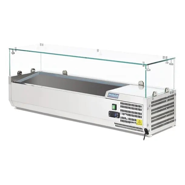 Polar G-Series Countertop Prep Fridge 5x 1/4GN with Glass Sneeze guard G608-A Mattys