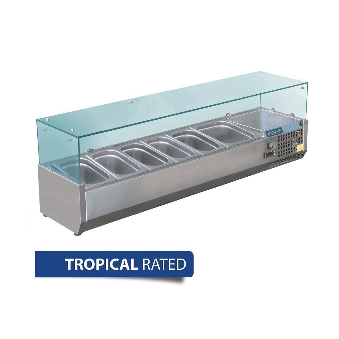 Polar G-Series Countertop Prep Fridge 5x 1/3GN & 1x 1/2GN with Glass Sneeze guard - GD876-A Mattys