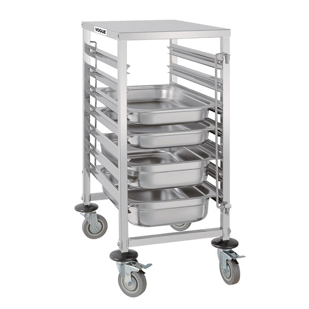 Stainless Steel & Shelving Vogue Gastronorm Racking Trolley 7 Level - GG498 Vogue