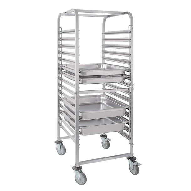 Stainless Steel & Shelving Vogue Gastronorm Racking Trolley 15 Level - GG499 Vogue