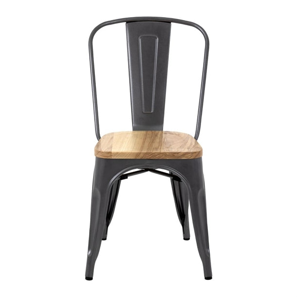 Shelving Bolero Steel Dining Side Chairs with Wooden Seat pads Grey (Pack of 4) - GG708 Bolero