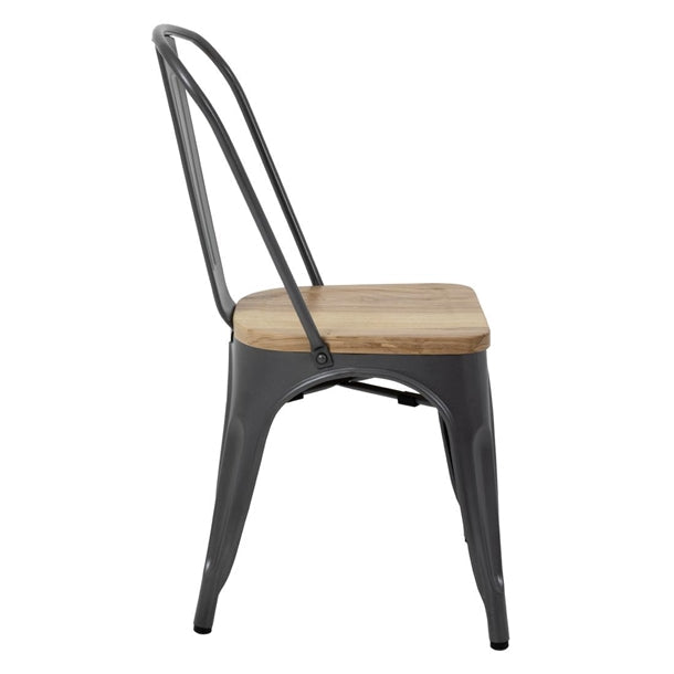 Shelving Bolero Steel Dining Side Chairs with Wooden Seat pads Grey (Pack of 4) - GG708 Bolero