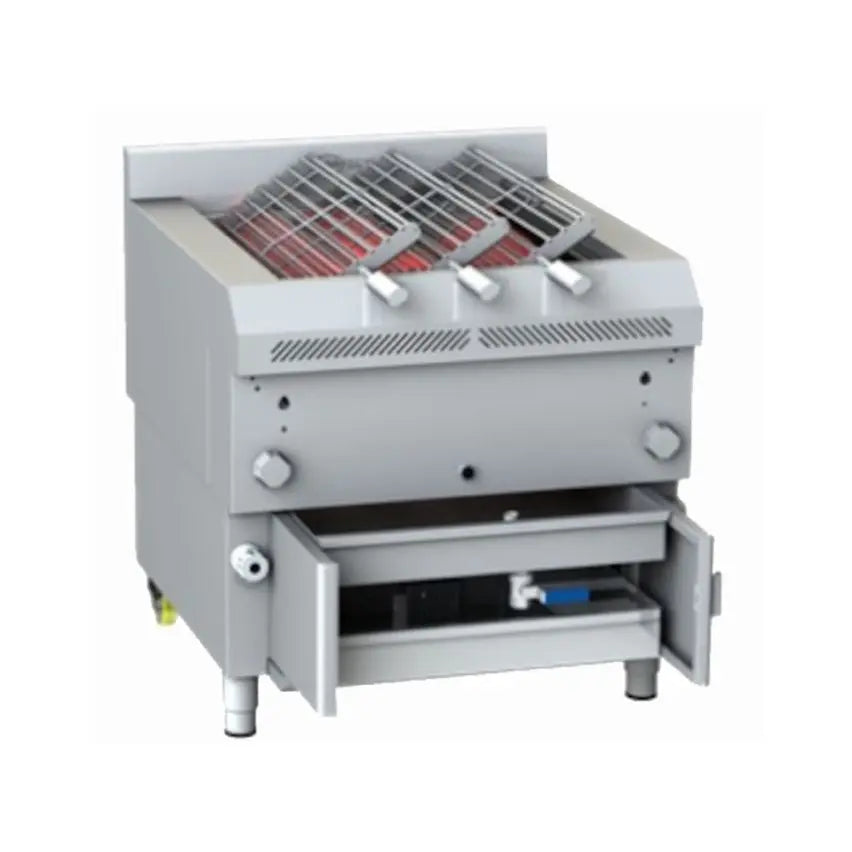 Gresilva GHPI R3/850 Direct Heat Rotating Gas Triple Split Grill With Auto-Feed Waterbath - Grill Area 650mm W X 740mm D Mattys