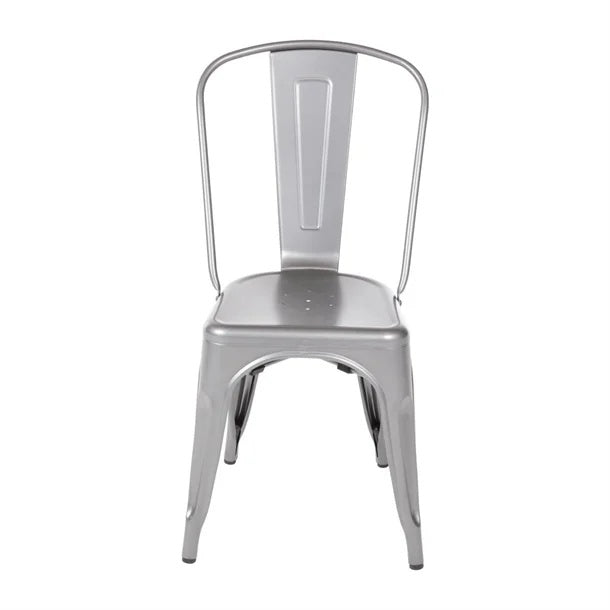 Bolero Gun Metal Grey Steel Bistro Side Chair (Pack of 4) GL329 Mattys