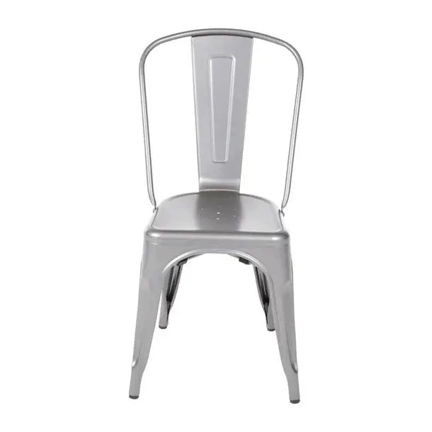 Bolero Gun Metal Grey Steel Bistro Side Chair (Pack of 4) GL329 Mattys