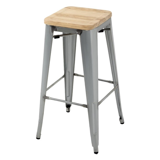 Shelving Bolero High Metal Bar Stools with Wooden Seat Pad - GM638 Bolero