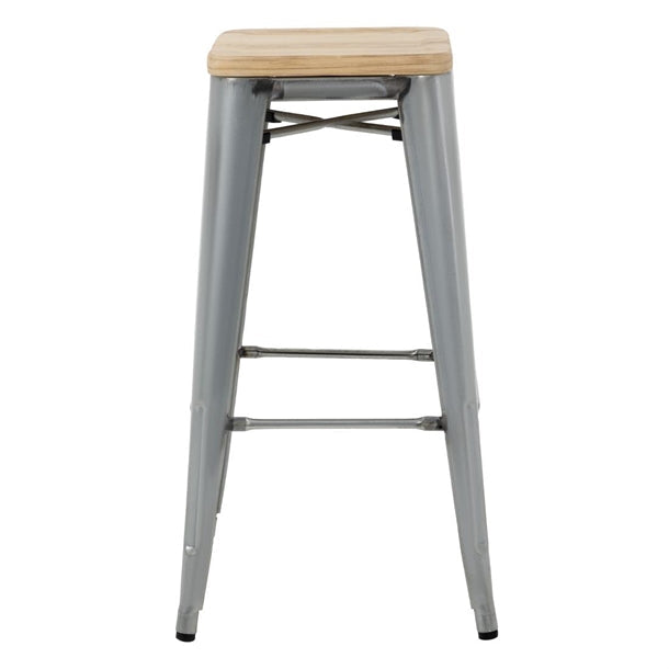 Shelving Bolero High Metal Bar Stools with Wooden Seat Pad - GM638 Bolero