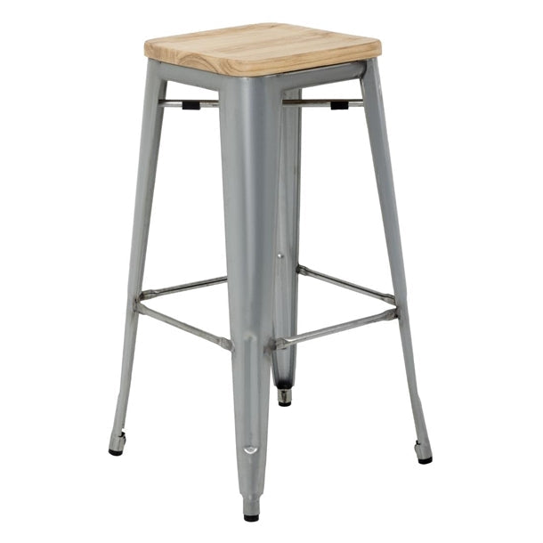 Shelving Bolero High Metal Bar Stools with Wooden Seat Pad - GM638 Bolero