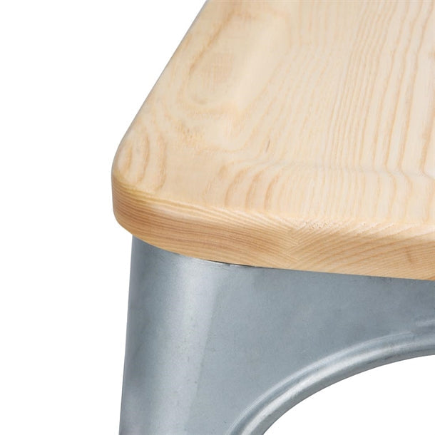 Shelving Bolero Galvanised Steel Dining Sidechairs with Wood Seat Pad - GM642 Bolero