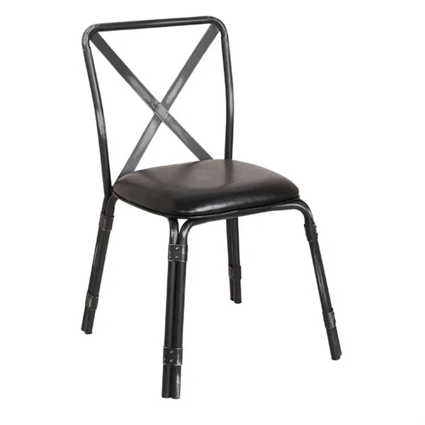 Shelving Bolero Antique Black Steel Chairs with Black PU Seat (Pack of 4) - GM646 Bolero