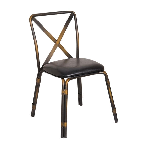 Shelving Bolero Antique Copper Steel Chairs with Black PU Seat (Pack of 4) - GM648 Bolero