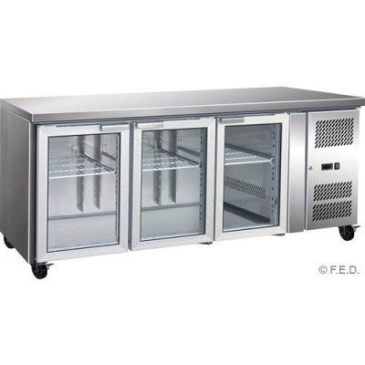 F.E.D. Temperate Thermaster GN3100TNG Three Glass Door Under Bench Fridge Mattys
