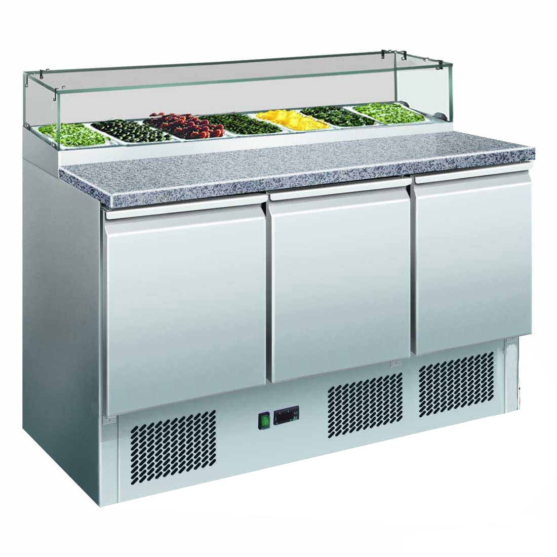 GNS1300E Three Door Salad Marble Prep Top Thermaster