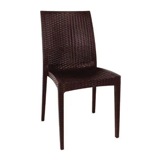 Furniture Bolero PP Rattan Bistro Side Chair Brown (Pack 4) - GR361 Mattys