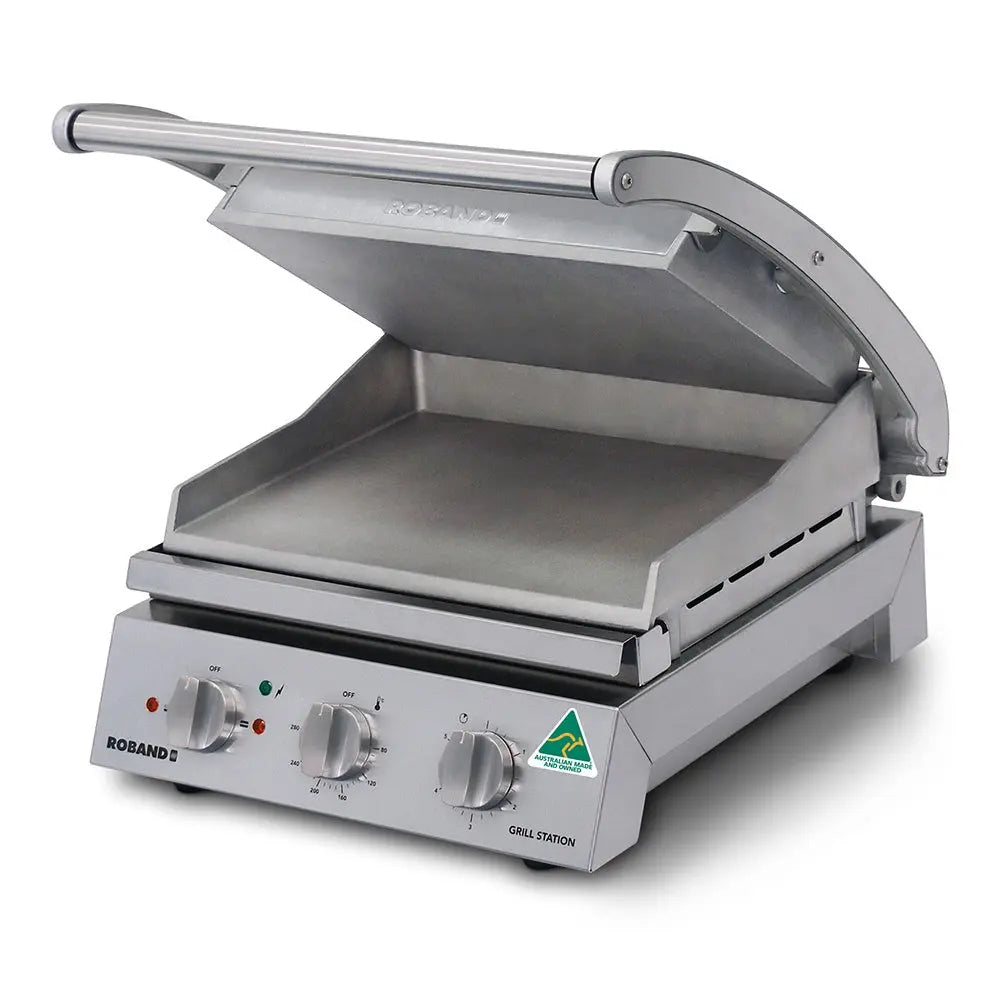Benchtop Roband 8 slice grill station, smooth plates Electronic Timer - GSA810SE Mattys