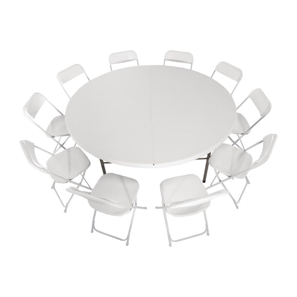 Shelving Bolero Round Centre Folding Table 6ft White - HC270 Bolero