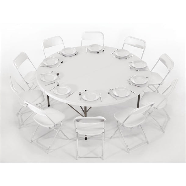 Shelving Bolero Round Centre Folding Table 6ft White - HC270 Bolero