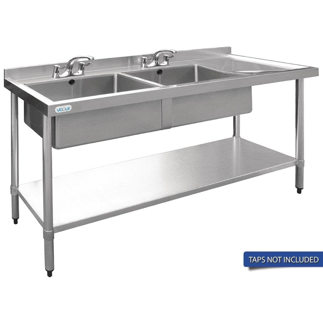 Vogue Double Bowl Sink R/H Drainer - 1800mm x 700mm 90mm Drain HC919 Mattys