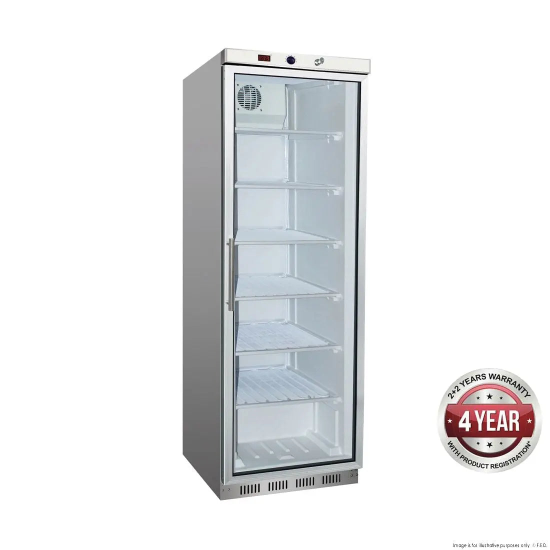 F.E.D. Temperate Thermaster HF400G S/S Display Freezer w/Glass Door - HF400G S/S Mattys