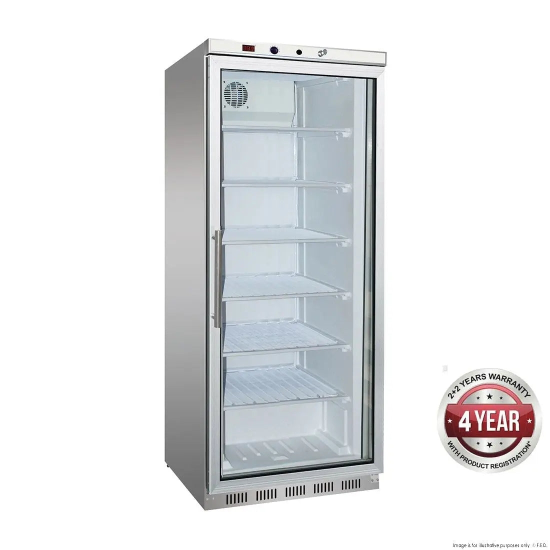 F.E.D. Temperate Thermaster HF600G S/S Display Freezer with Glass Door - HF600G S/S Mattys