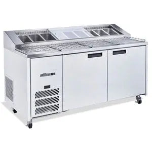 Jade Pizza - Two Door White Colorbond Pizza Prep Counter Refrigerator With Blown Air Well HJ2PCBA Mattys