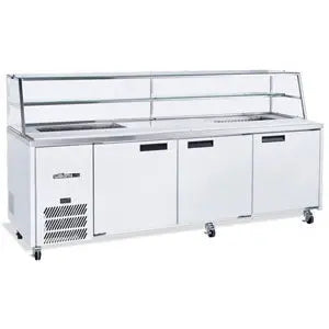 Jade Sandwich - Three Door White Colorbond Prep Counter Refrigerator With Blown Air Well - HJ3SCBA Mattys