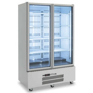 Quartz Star - Two Door Stainless Steel Upright Display Refrigerator - HQS2GS Mattys