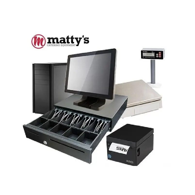 Flag Mantas Intel Dual Core Turnkey POS Split System with 15 Inch Touchscreen and FX120 Flat Bed Scale - IDC15-SCALE - IDC15SCALE Mattys