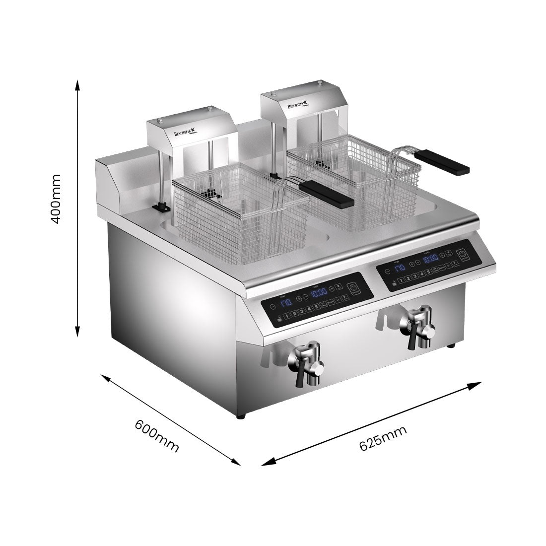 Benchstar Double Tanks Auto Lifting Induction Fryer - IF7000D-AL Benchstar