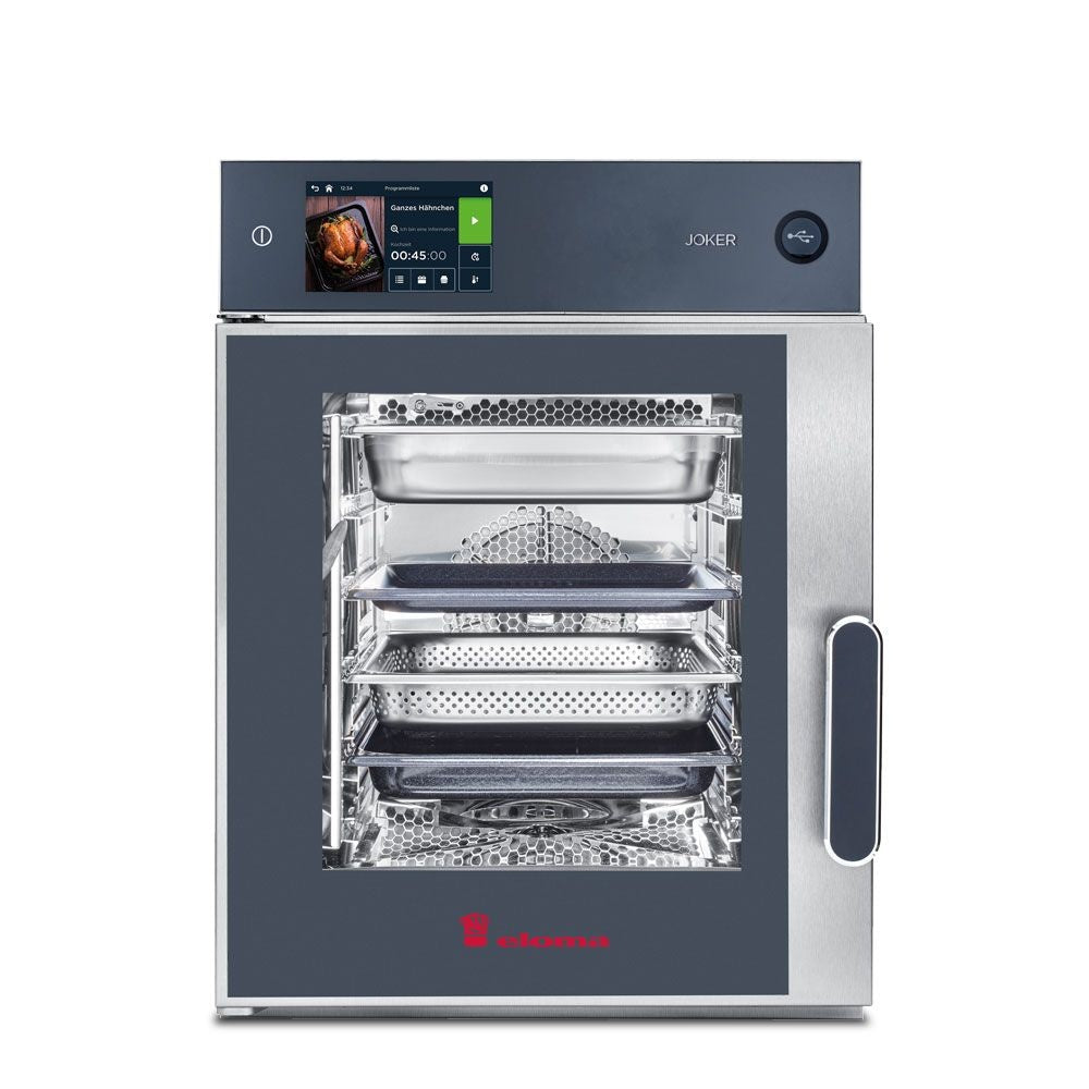 Eloma JOKER 6-23 MT TC-LH 6 x 2/3GN Compact Electric Combi Oven with MultiTouch Controls and Left Hand Hinged Door Mattys
